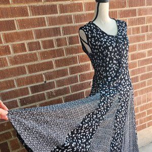 90's Rayon Maxi Dress w/Clip by Nostalgia Size Small